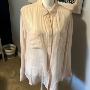 Peachy pink striped Ann Taylor blouse